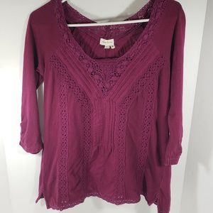 Anthropologie Meadow Rue Wine Lace Blouse Small